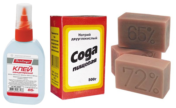 Раствор из мыла, соды и силикатного клея